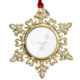 Elbertina Christmas Tree Hanging Ornaments 2 inch Picture Frame Snowflake Photo Pendant Decoration (1 Piece - B (2024))