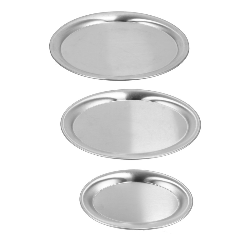 3pcs Stainless Steel Dessert Tray Mirror Polishing Process Snack Jewelry