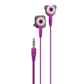 DCI in-Ear Headphones, Hello Panda Earbuds, Purple Cord, 3.5mm Socket, Smartphone, Laptop, Tablet Compatible