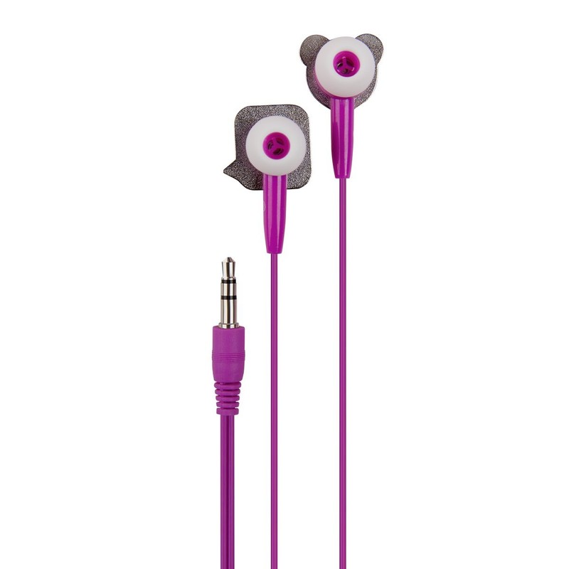 DCI in-Ear Headphones, Hello Panda Earbuds, Purple Cord, 3.5mm Socket,