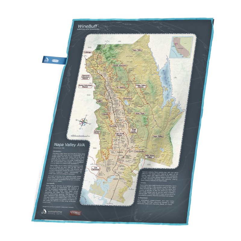 WineBuff, Microfiber Polishing Towel for Wine Crystal Glasses, Map of
