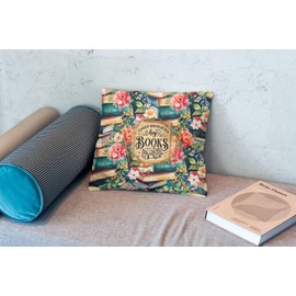 OFlich Book Lovers Gifts, Bookworm Gifts, Book Nerd Gifts, Easily Distracted by Books Pillow Covers 18x18, Gifts for Readers Book Lovers Women, Bookish Decor, Retro Floral Book Pillow Covers