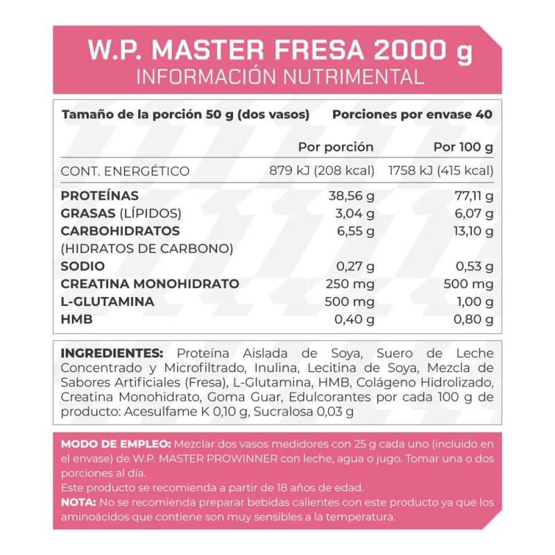 Suplemento Wp Master (2 Kg) - Prowinner Sabor Fresa