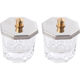 TEHAUX Monómero para Uñas Acrílicas con 2 Mini Copas de Cristal para Uñas con Tapa, Vaso para Mezclar Líquido y Polvo Adecuado para Salón y Manicura DIY