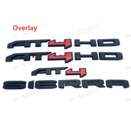 GMC Matte Black RED AT4 HD Emblems Sierra Letters Kit Fit GMC Sierra 2500 HD 3500 HD