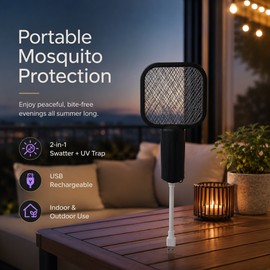 2 Piece USB Mosquito Swatter Trap for Camping – 2-in-1 UV Electric Bug Zapper for Patios, Tents & Travel