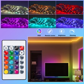 Jopassy LED Strip 2 m, RGB SMD5050 LED Strip with 24 Buttons Remote Control, Colour Changing LED Strip for Home Lighting