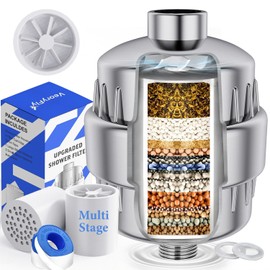 New Turbo-Boost Anti-Limescale Shower Filter with 2 Shower Filter Cartridges, Descaling Shower Water Filter Removes Chlorine, Heavy Metals, Protects Skin and Improves Water Quality