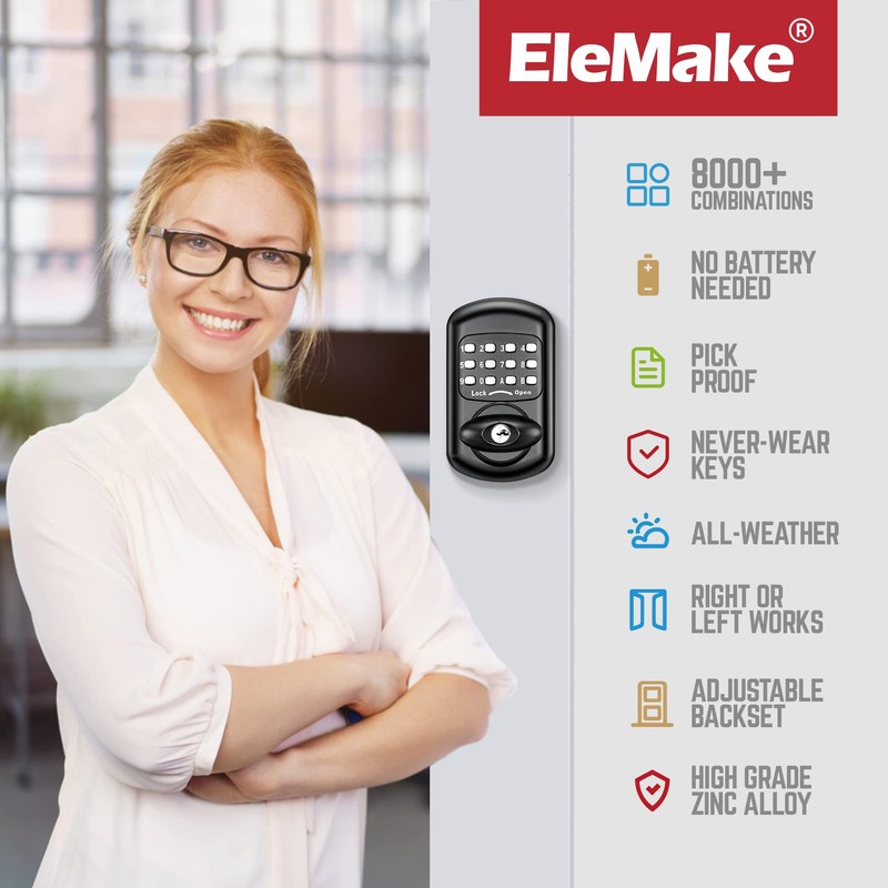 Keyless Entry Keypad Deadbolt - Digital & Mechanical Door Lock,