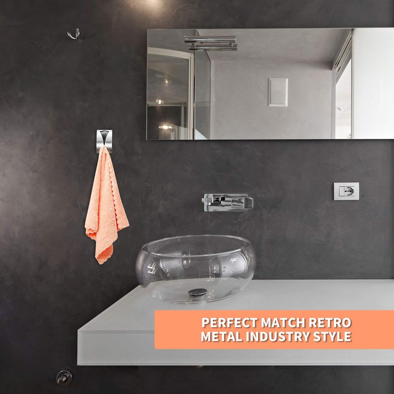 Boao 4 Pcs Self Adhesive Towel Hook Holder Grabber Stainless