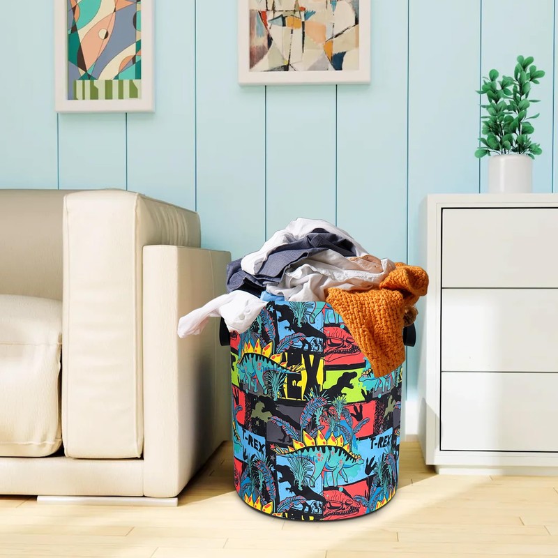 Dinosaur Cartoon Laundry Basket Oxford Cloth Funny Laundry Hamper With