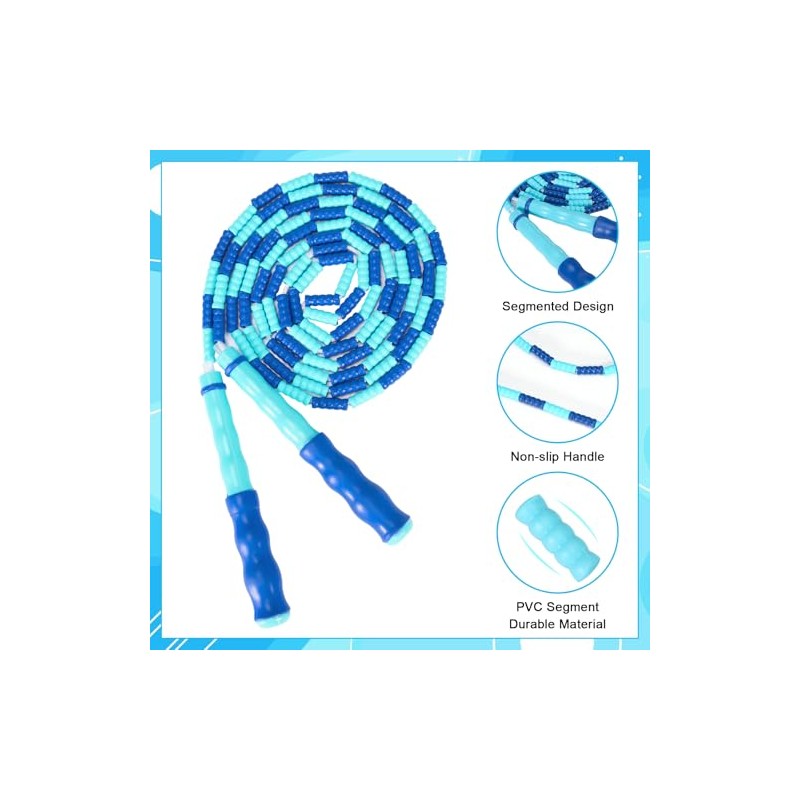 2 Pack Jump Rope for Kids, Adjustable Tangle-Free Soft Beaded