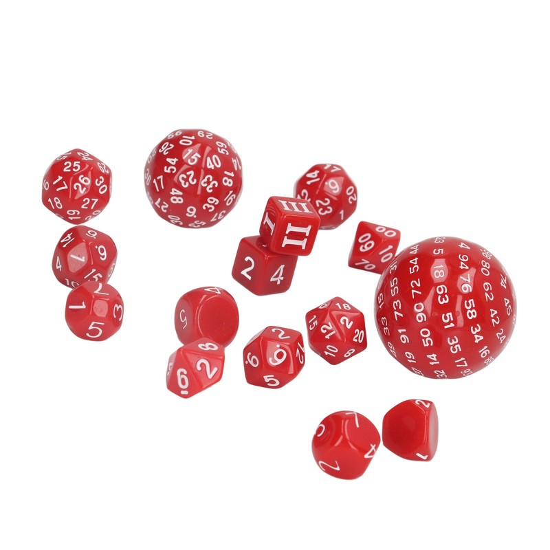 15pcs Complete Polyhedral Dice Set Acrylic D3 to D100 Spherical