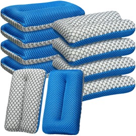 SiliFine 10 Pcs Two Sided Bug and Tar Sponge Microfiber Bug Scrubber Car Sponge for Car Washing Soft Mesh Sponges, Scratch Free for Car, Truck, SUV, RV, Boat, and Motorcycle