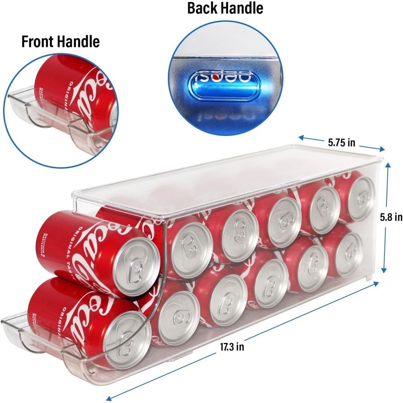 Soda Can Organizer with Lids, Stackable Soda Can Dispenser for