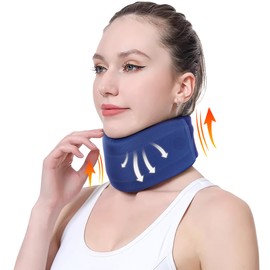 CozyHealth Neck Brace for Neck Pain and Support, Soft Neck Support Relieves Pain & Pressure in Spine for Women & Men, Wrap Align Stabilize Vertebrae Foam Cervical Collar for Sleeping (GBlue, S, 3" Middle Height)