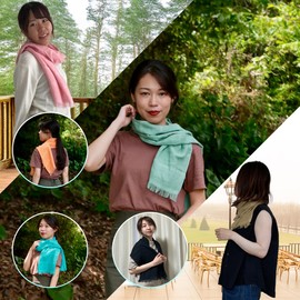 WKG Cotton Scarf, Made in Senshu, Made in Japan, Approx. 11.4 x 51.2 inches (29 x 130 cm), Stall, Towel Scarf, oatmeal
