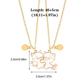 Lusofie Pack of 2 Friendship Necklaces for 2 Gold Friends Necklaces for 2 for Women Magnetic Necklace with Pendant Cat Friends Gifts for Best Friends or Couples, Zinc