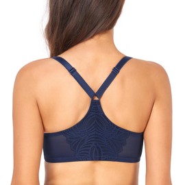 DotVol Women's Front Closure Underwire T-Back Full Figure Plus Size Unlined Seamless Bra(Blue,44DD)
