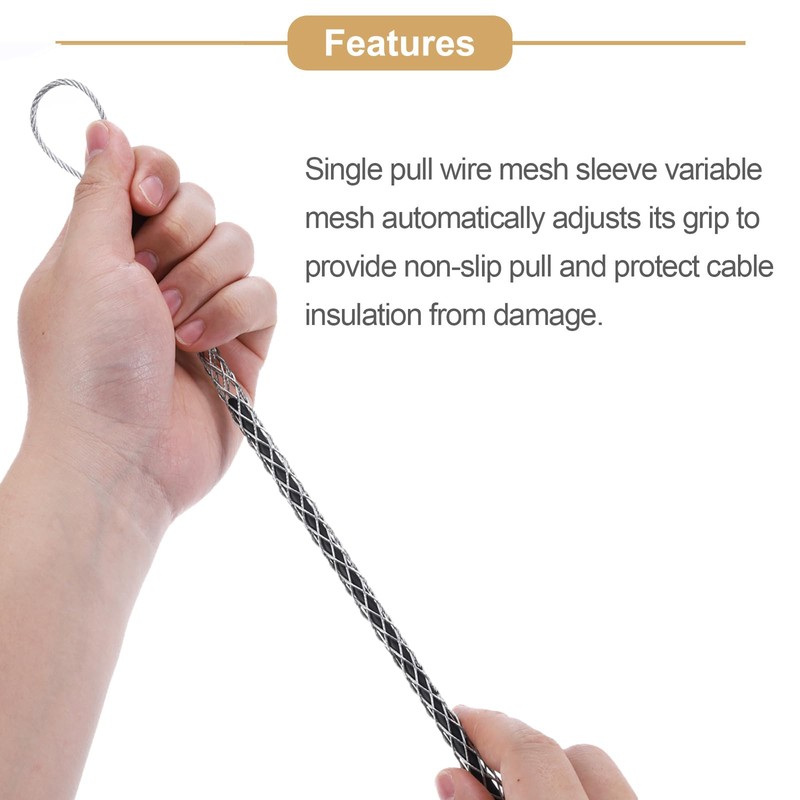 MECCANIXITY Cable Pulling Grip for 6-10mm Cable(Black) 26cm,0.85FT Wire Mesh