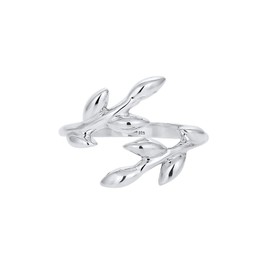 Elli Women's Ring Olive Leaf Motif Filigree in 925 Sterling Silver, Facet cut, No Gemstone