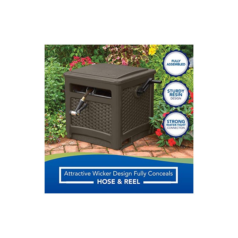 Suncast Outdoor Resin Wicker 225' Hose Hideaway, Java