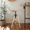 LOKKHAN Adjustable Height Swivel Bar Stool - Industrial Rustic Style,
