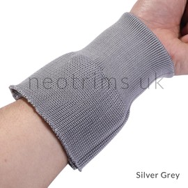 Rib Knit Cuff Pair for Replacement Repair Cuffing Old Jackets Bombers. No Side Seams, Seamless Tubular Ribbing Fabric. Also for para Jackets and Denison Smock, Neotrims (Silver Grey, 2 Pieces)