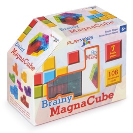 Playmags Brainy Cube with Brainy Cube Challenge Cards, Building Blocks for Creative Open Play, Educational Toy for Children Aged 3+