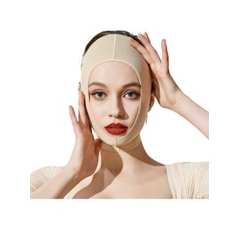 Anna-Kaci Womens Chin Strap Support Band Neck Bandage Post Surgical Compression Head wrap, Neck and Chin Compression Garment Wrap, Beige, Large