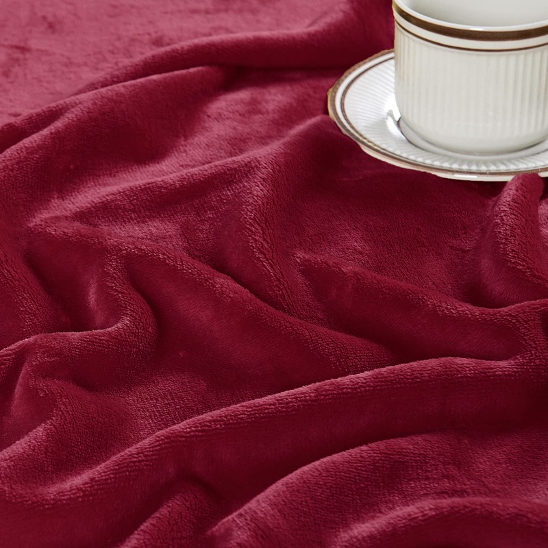 BYTIDE Solid Color Flannel Fleece Queen Bed Blanket with Storage