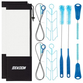 8 Pcs Set Reservoirs Backpack Accessories Hydration Bladder Cleaning Kit with Flexible Long Brush for Hose, Small Bite Valve and Big Brush, Drying Collapsible Bladder Frame, Carrying Pouch (Blue)