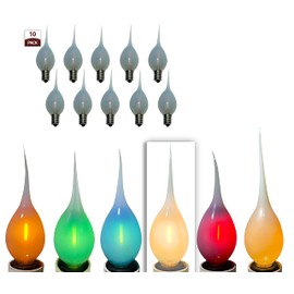 Royal Designs, Inc. Transparent Silicone Dipped Filament LED Bulb, 1-Watt C7 E12 120V 2500K, White, Pack of 10