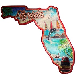 Florida Shaped Magnetic Decal, Fridge Magnet Souvenir for Collectors, Sunshine State Keepsake, Approximately 2 Inches
