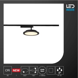 SLV 1 Phase System Light Panel Track / Spotlight, LED Spotlight, Ceiling Light, Rail System, Indoor Lighting / 3000 K 18 W 1800 lm Black