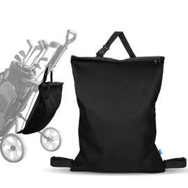 Xxerciz Golf Push Cart Accessories Storage Bag, 3 Wheel Push-Pull Cart Backside Extension Storage Bag with Zipper Closure, Portable Nylon Organizer for Universal Golf Push Carts