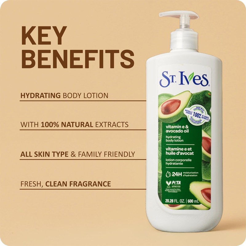 St. Ives Hand & Body Lotion, Hydrating Vitamin E &