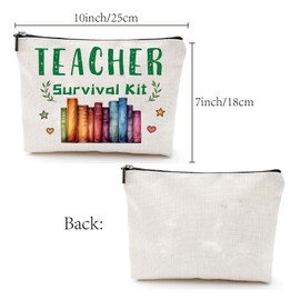 CREATCABIN Makeup Bag Cosmetic Pouch Make UP Bag Small Travel Storage Purse Toiletry Organizer Pencil Case with Zipper Gift for Teacher Women Teacher's Day Birthday 7x10 Inch Teacher Survival Kit
