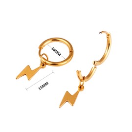 Epoch World 5 Pairs Titanium Stainless Steel Huggie Hinged Small Silver Hoop Earrings for Men Women Black Earrings Men Lightning Bolt Earrings Boys Women Earrings Hoop Gold Earrings Men Set Piercing