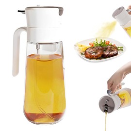 Aoreun Ölsprüher für Speiseöl, 2 in1 Öl Sprühflasche, 550 ml Ölsprüher für Die Küche, Glas Oil Sprayer KöNnen ölspray und Gießen,Ölspray für Heißluftfritteuse, Ölspray zum Kochen, Backen, Grillen