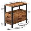 HOOBRO End Table with Charging Station, Narrow Side Table with