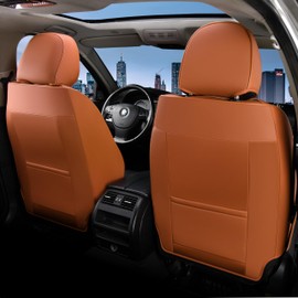 FLORICH Car Seat Covers, Leather Seat Covers, Front Seat Covers 2PCS,Waterproof Car Seat Protector, Auto Driver Seat Covers Accessories Fit for Most SUV Trucks(Brown&Black, Front Pair)