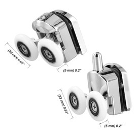 MOUYAT 16 PCS Shower Door Rollers, 23mm Curved Shower Door Rollers, Shower Door Wheels with Bumpers and Screws for Curved Bathroom Showerroom Doors