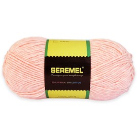 Seremel Cotton Acrylic Blended Colored Yarn, Soft Yarn Suitable for Sweaters, Scarves, and Hats,1 Pack Yarn 190 yds / 3.5 oz (Light Pink)