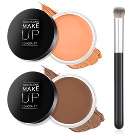 DAGEDA 2 Colors Tattoo Cover up Makeup, Long-Lasting Face Body Concealer, Invisible, Natural, Waterproof Tattoo Cover Makeup with Concealer Brush(06+07)