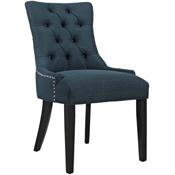 Modway Regent Modern Elegant Button-Tufted Upholstered Fabric with Nailhead Trim, Dining Side Chair, Azure