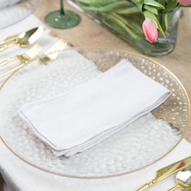 Clear With Gold Rim Hammered Round Charger Plates (Pack Of 4) - 13" - Elegant & Disposable Plastic, Perfect for Birthday Parties, Weddings, Events, Celebrations, & More