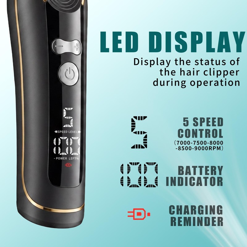VGR 299 Cordless Hair Trimmers for Men, 5-Speed Barber Clippers,