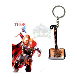 HILLSIDE Hammer Superhero Gold Metal Ring Key Chain Brown Antique Vintage Keychain