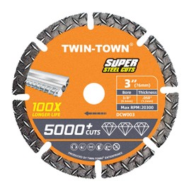 TWIN-TOWN 3" Diamond Cutting Wheel with 3/8" Arbor, Metal Cut Off Wheel, Carbide Cutting Wheel for Angle Grinder, 5000+ Cuts on Rebar, Steel, Iron, and INOX